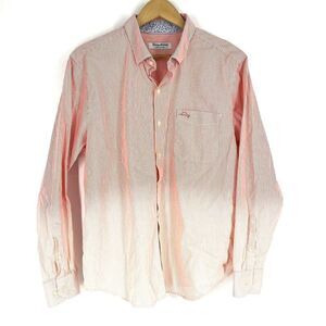 Tommy Bahama Shirt Size Large Men Coral Long Sleeve Fadeaway Beach Cotton Button